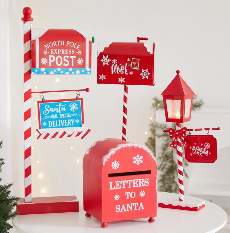 Caixa de correios pirulito estátua de caixa de correio de natal decorações natal decoração