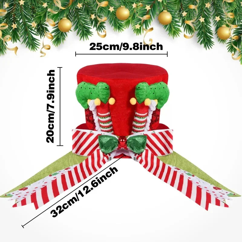 Ponteira Natal Premium Ponteira Decorativa Árvore de Natal, Enfeite Árvore Natalina Chapéu Vermelho Bengalas