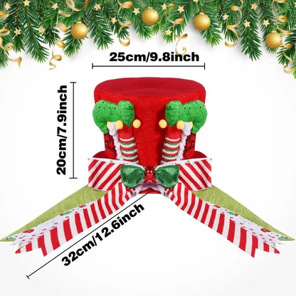 Ponteira Natal Premium Ponteira Decorativa Árvore de Natal, Enfeite Árvore Natalina Chapéu Vermelho Bengalas