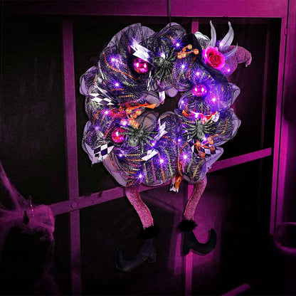 Guirlanda de porta de bruxa de halloween guirlanda de luz led guirlanda perna