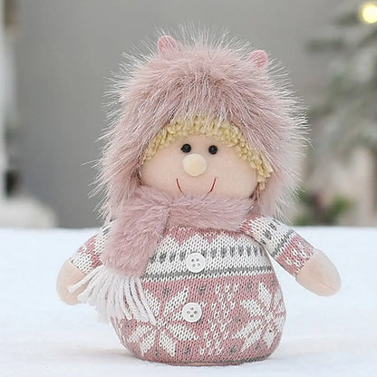 Boneco de Árvore de Natal Festivo Natal Rosa de Pelúcia Tecido Figure Desktop Decoração