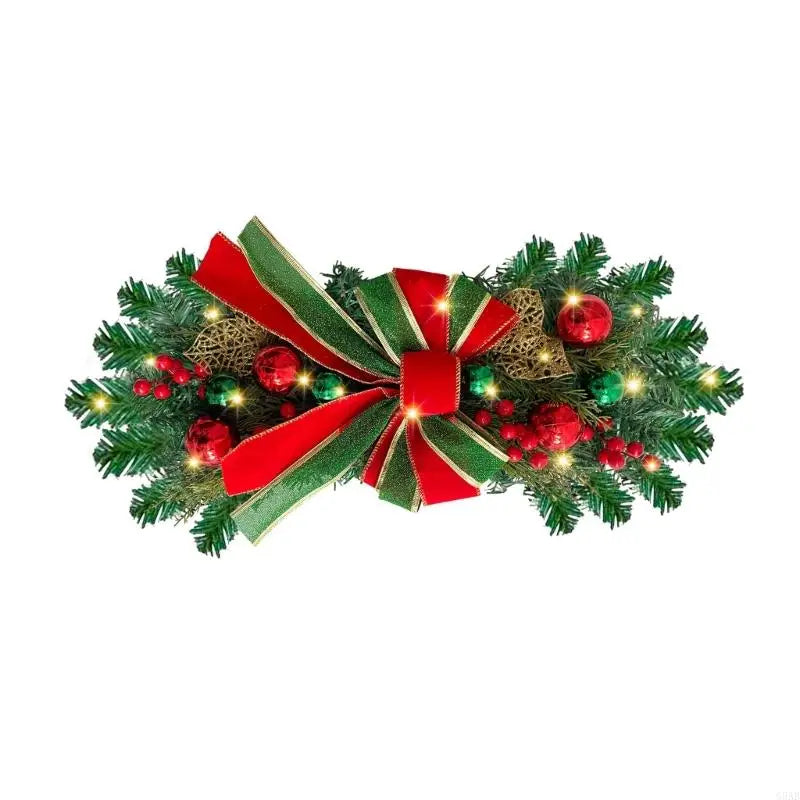 Guirlandas de Natal para corrimão de escada para porta da frente, guirlanda de LED