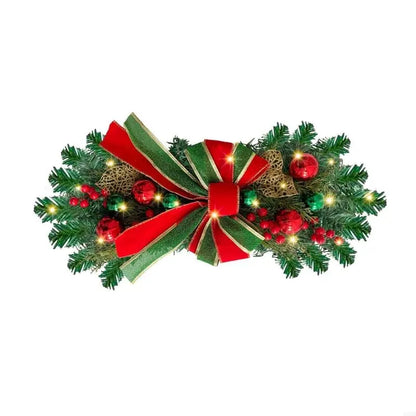 Guirlandas de Natal para corrimão de escada para porta da frente, guirlanda de LED