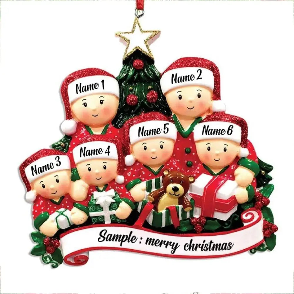 Enfeite de Natal Personalizado para Família de 3 Pessoas Abrindo Presentes 8cm/(3.15 pol.)