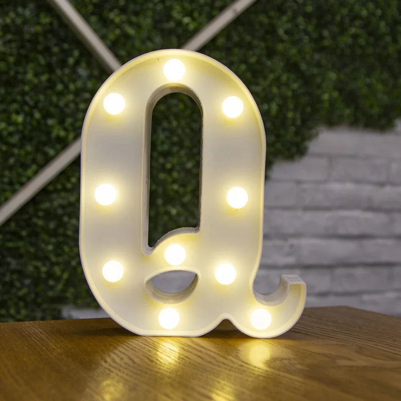 Letras de LED para letreiros, 26 letras iluminadas do alfabeto, luzes LED alimentadas