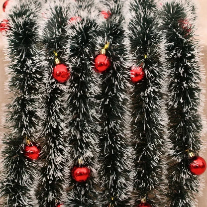 Guirlanda de Natal artificial (Verde/Comprido) Kit 10 Festão Grosso Verde Nevado 2mX20cm