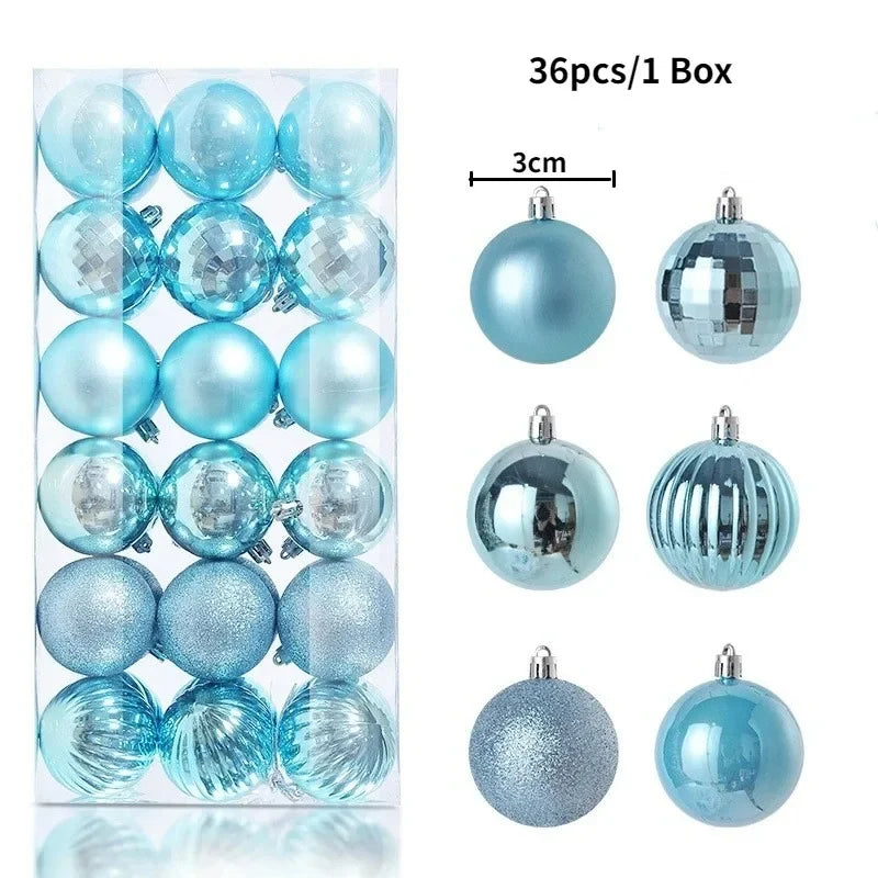 Bolas de natal Ornamentos de árvore de Natal de 3 mm de 36 quilates, grandes ornamentos