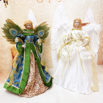 Anjo decorativo para árvore de natal enfeite de árvore de anjo Natal de 40,64cm com asas