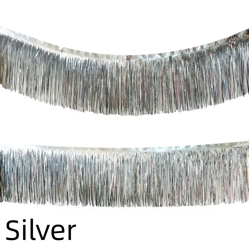 Cortina Laser 1/2 pacotes de franja de folha metálica, boias de desfile para pendurar parede