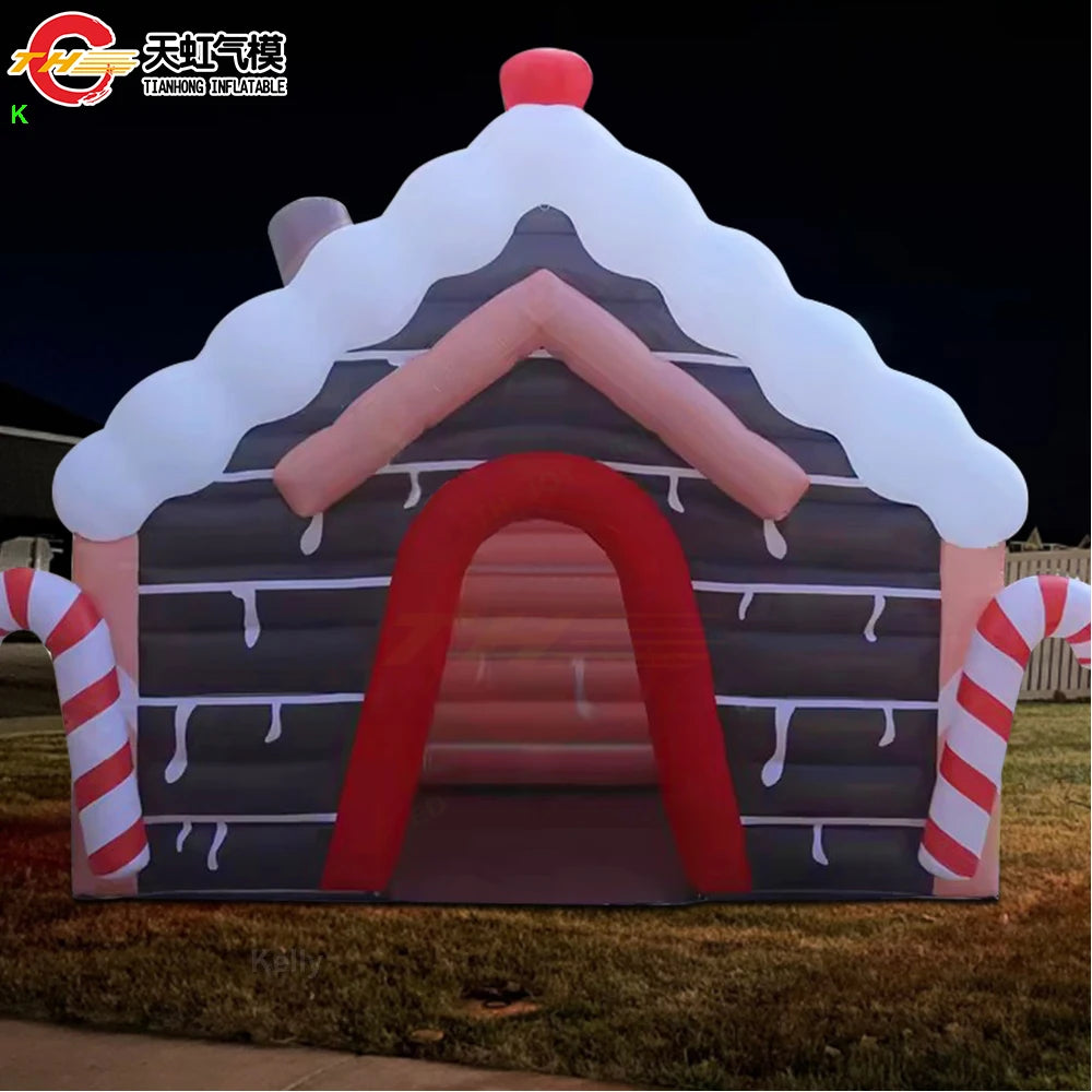 Casa inflável de Natal 3D inflável Natal ao ar livre LED 3D Arco Natal Inflável Grande Enfeite