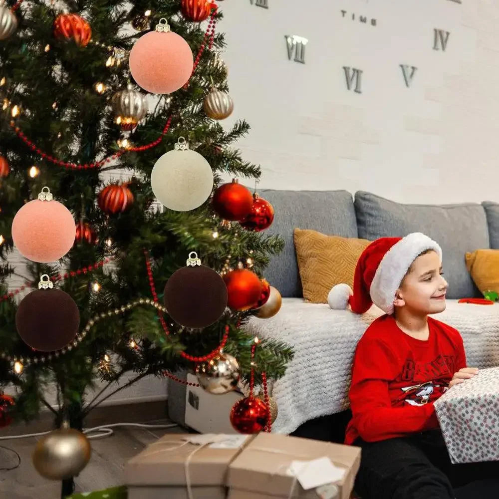 Bola de árvore de Natal reunida Veludo - 12 peças de enfeite de árvore bolas reunidas