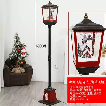 Poste lanterna natal decorativa com luz LED poste decorativo papai Noel Natal Luz e Neve