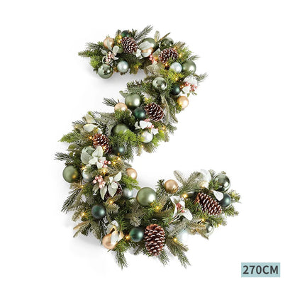 Guirlanda de Natal pré-iluminada de 50 cm para decoração de porta da frente com enfeites