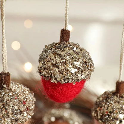 Enfeites de bolinha de feltro pendurado no outono, 1 peças, guirlanda de bolota feltro Natal
