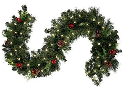 Guirlanda de Natal com luzes, Guirlanda de Natal Guirlanda de toque real de cedro dobrável