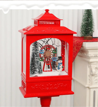 Poste Natalino Musical com Neve Artificial, 1.2 metros, Iluminação LED,  Músicas e 38cm