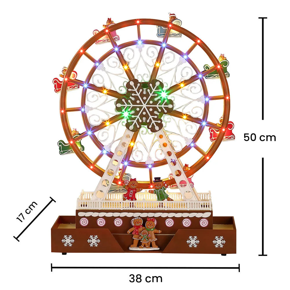 Roda-Gigante de Natal com luzes LED, Decorações Animadas de Natal Grandes de 50cm