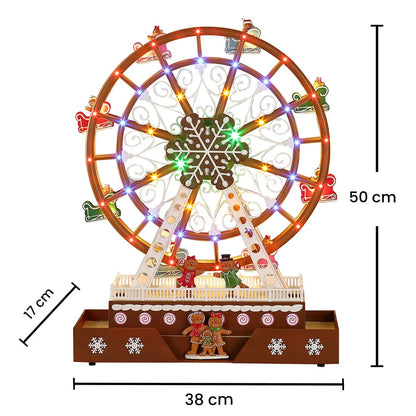 Roda-Gigante de Natal com luzes LED, Decorações Animadas de Natal Grandes de 50cm