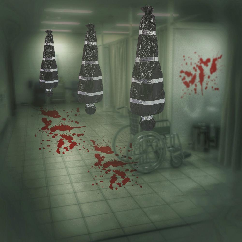 Cadáver Decorações de Halloween, adereços de vítimas mortas, cadáver falso assustador, saco de cadáver falso assustador para exterior/interior assombrado