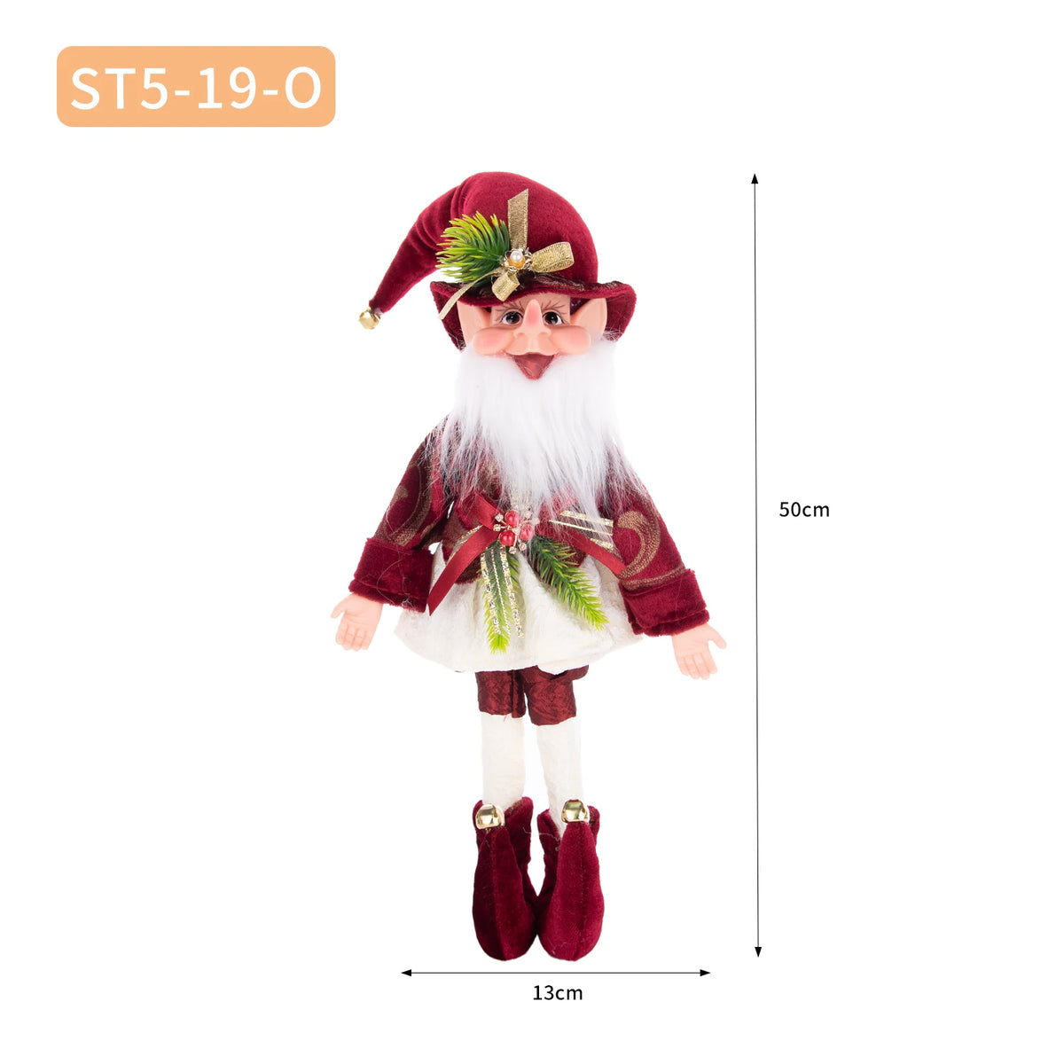 Enfeite Elfo Verde e Vermelho 45cm e 55cm Merita, Personagens Natalinos para Decoração