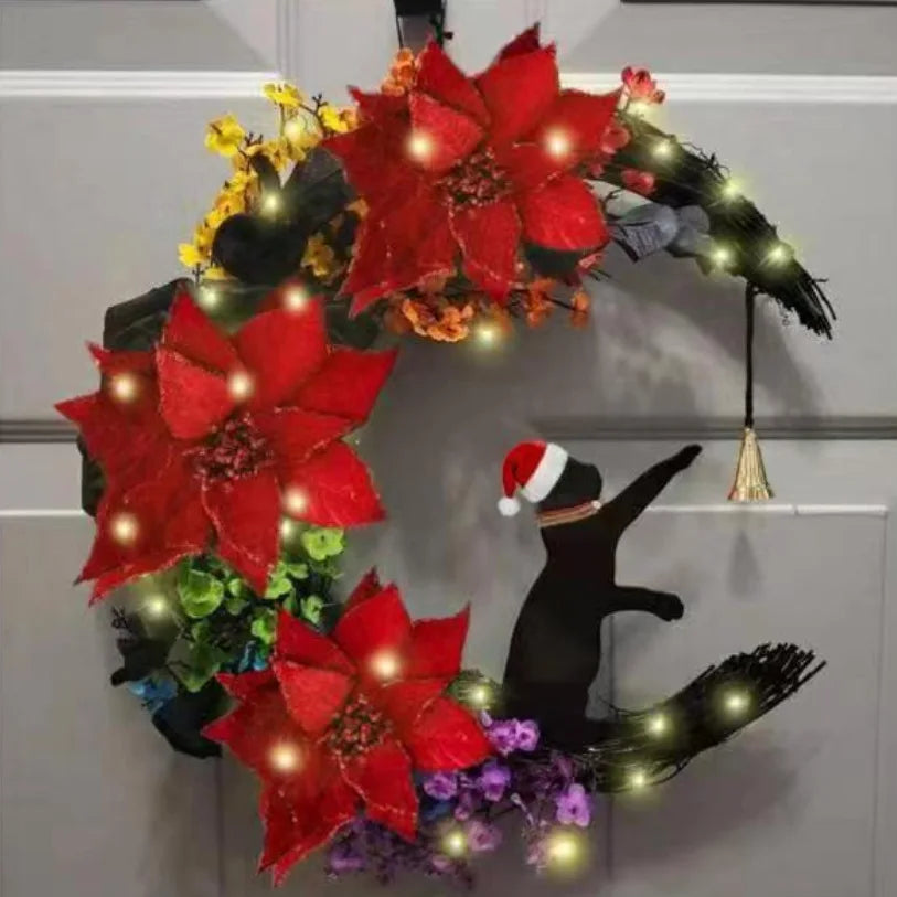 Guirlanda de Halloween, guirlandas de 14 polegadas para decoração bruxa na porta pendura