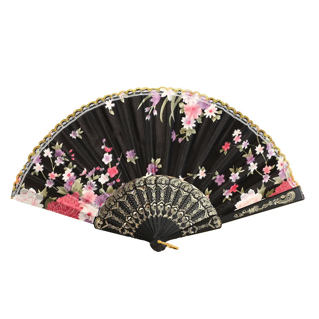 Fãs de festa de renda com laço de seda dobrável estilo mão flor dança ventilador
