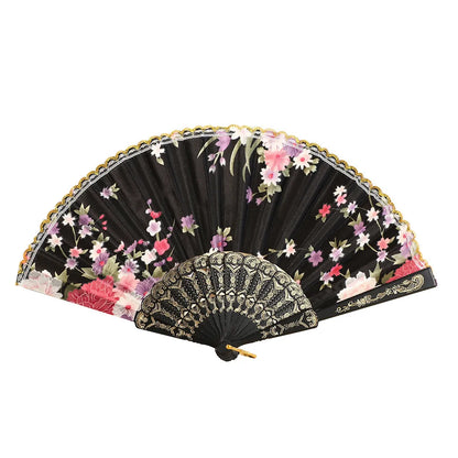 Fãs de festa de renda com laço de seda dobrável estilo mão flor dança ventilador