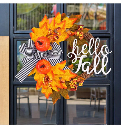 Guirlandas de outono de 50 cm para porta da frente externa, guirlanda de abóbora
