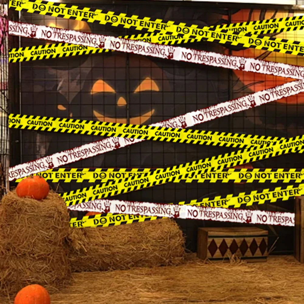 Pacote com 1 fita de advertência de Halloween, decoração de Halloween, fita de perigo