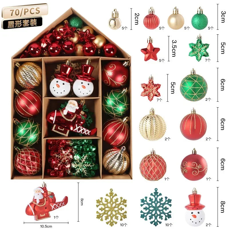 Bolas Natal Diversificados Conjunto de 72 peças de Enfeites de Bolas de Natal Clássico