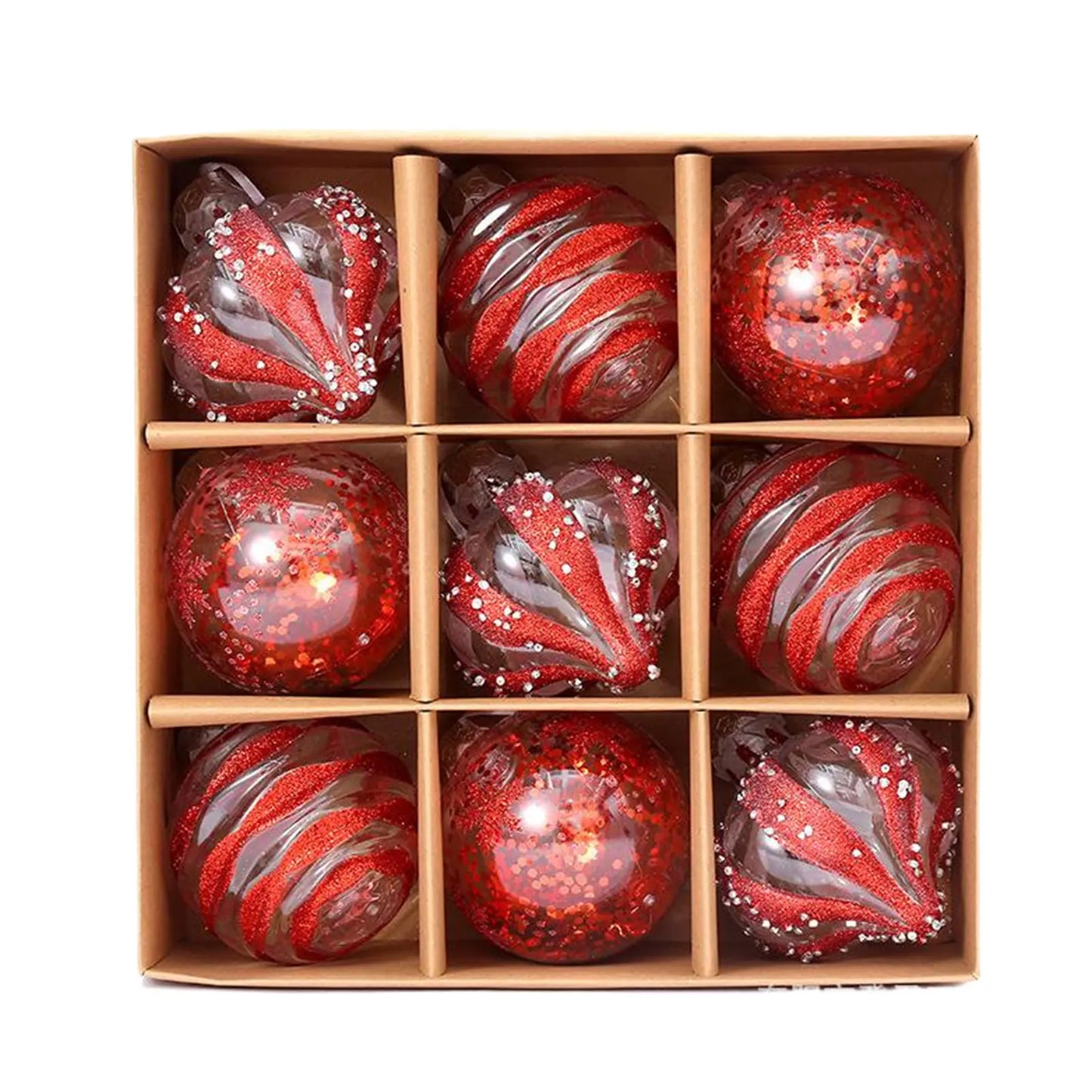 Bola de Natal Colgante de Plástico com Forma de Bolas 9 Peças Enfeites de Bola de Natal