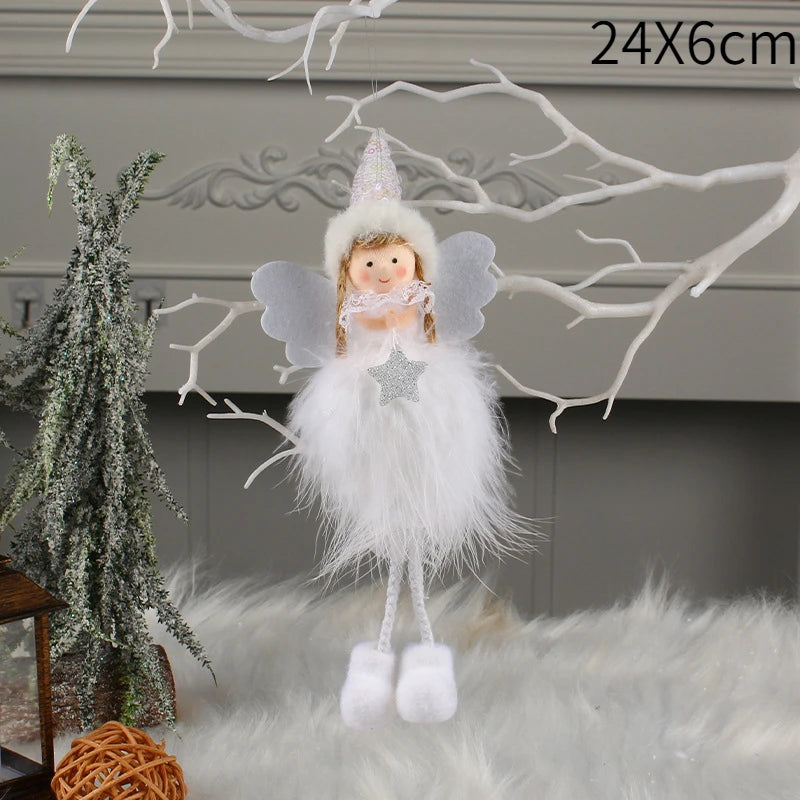Pingente Anjo Natal Decoração de menina anjo de natal | Pingente de boneca anjo pelúcia