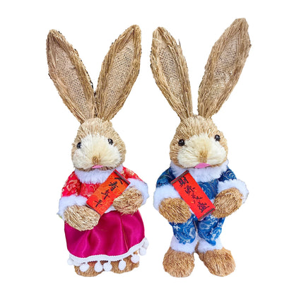 Casal De Coelhos De Páscoa Decoração Enfeite Coelhinhos - 35cm