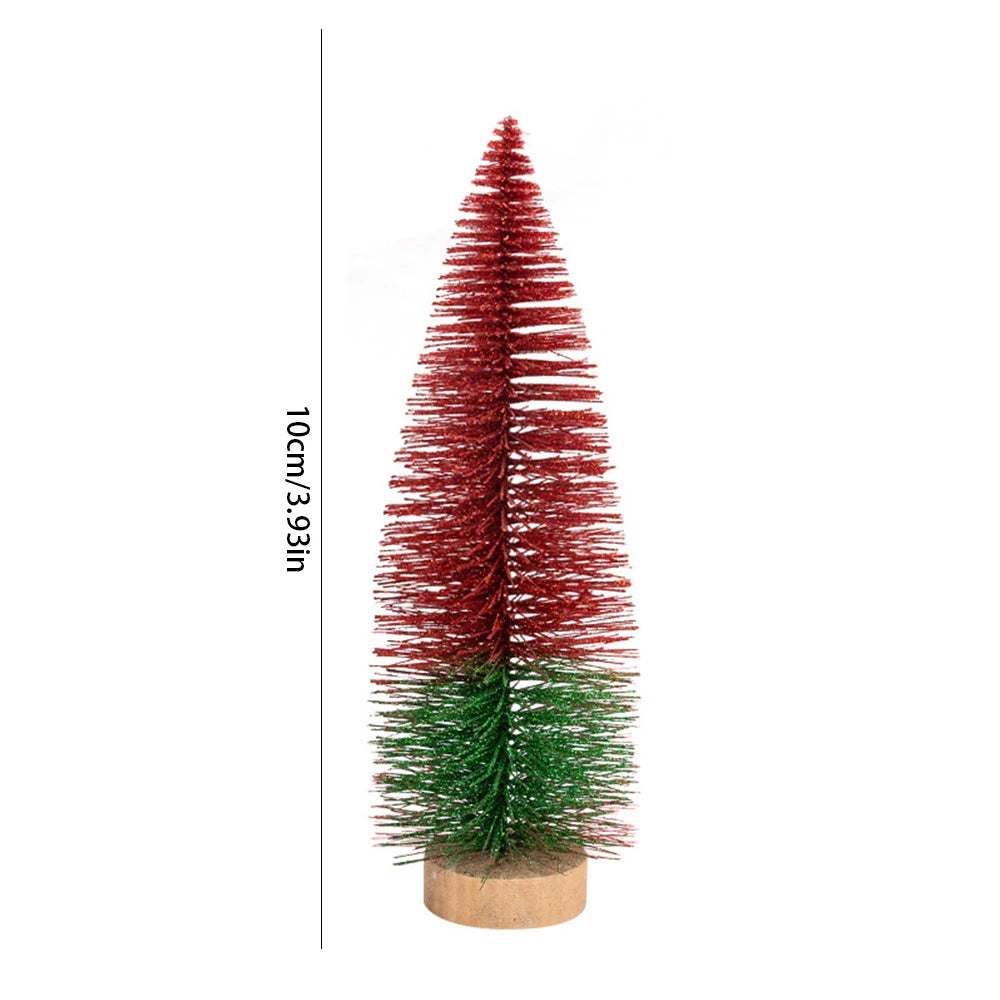Árvores de Natal em Miniatura de Mesa - Pinheiro Artificial com Base de Madeira, Enfeite