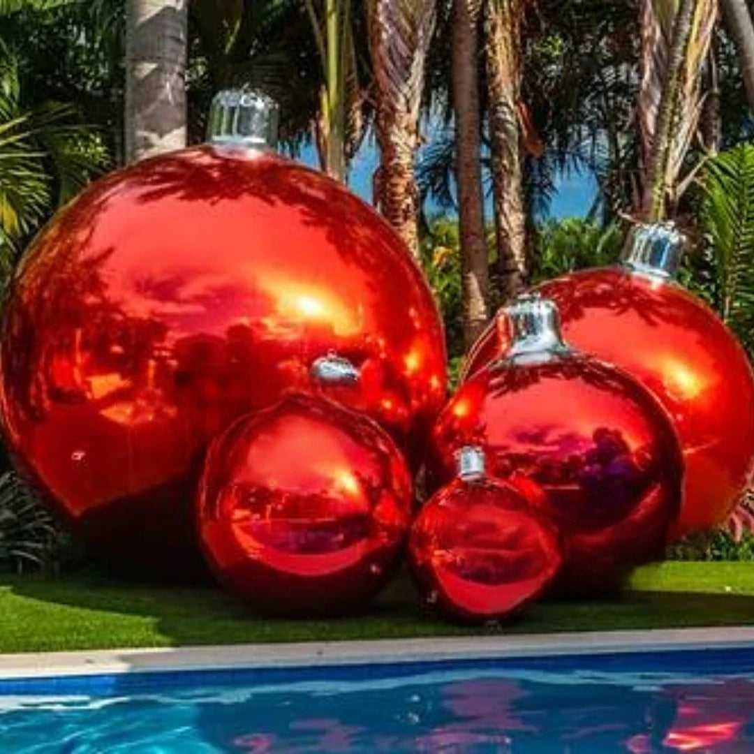 Bola Inflável Gigante de Natal Espelhada Ornamento Inflável de Natal Esferas Gigantes Festa