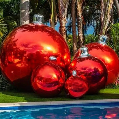 Bola Inflável Gigante de Natal Espelhada Ornamento Inflável de Natal Esferas Gigantes Festa