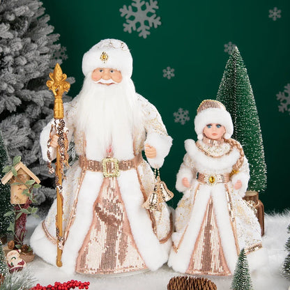 Papai Noel Grande Muñeco Cajado Azul Claro Figura do Papai Noel Ded Moroz Natalino