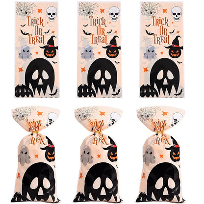 Sacolas de Celofane de Halloween, 50 Peças de Doces ou Travessuras Torções Halloween