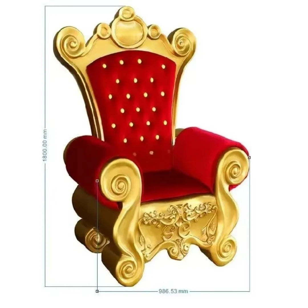 Cadeira de Trono de Natal para Shopping e Poltrona Trono Cadeira Papai Noel Natal Camurça