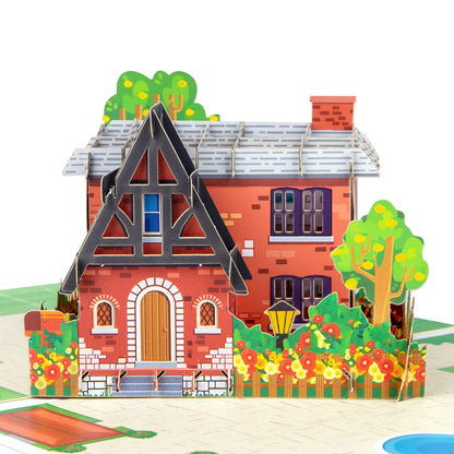 Cartão pop-up New House, cartão de felicitações 3D New House, cartão de boas-vindas