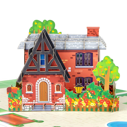 Cartão pop-up New House, cartão de felicitações 3D New House, cartão de boas-vindas