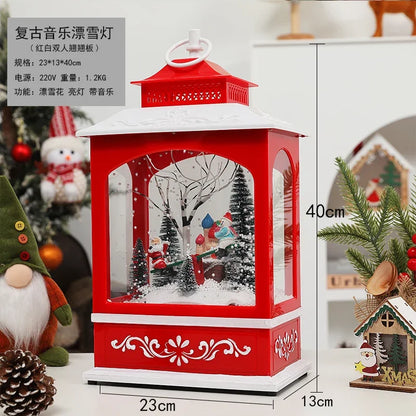 Poste lanterna natal decorativa com luz LED poste decorativo papai Noel Natal Luz e Neve