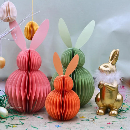 Coelho da Páscoa de Papel Decoração de Páscoa, Conjunto de 2 Peças de Centro de Mesa