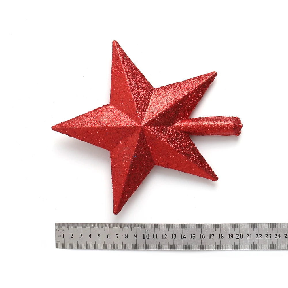 Estrela de Natal com Glitter Topo de árvore de estrela com glitter, 15cm, decoração Natal