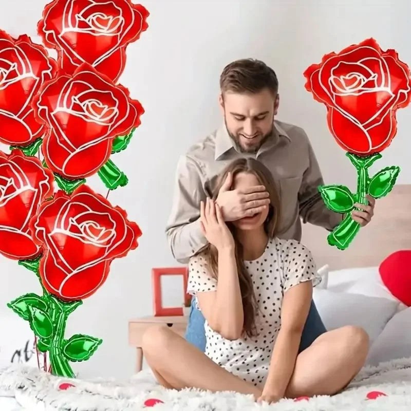 Festa Casamento Margarida Girassol Rosa Foil Balões de Flores (Rosa Vermelha)