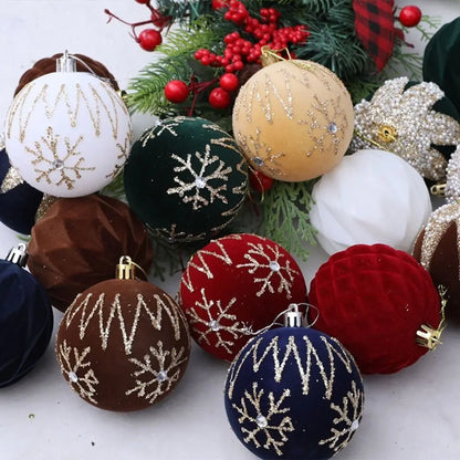 Bola Natal Veludo Bola Natal Pingente Glitter 4 Peças de Enfeites de Bola de Natal de Veludo