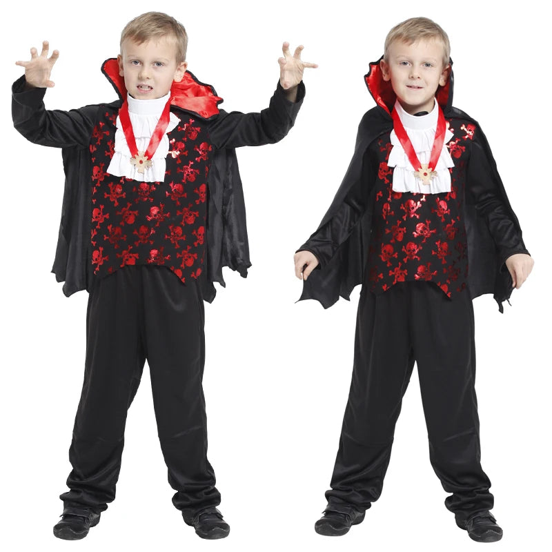 Fantasia Infantil Drácula Vampiro Halloween Cosplay + Capa