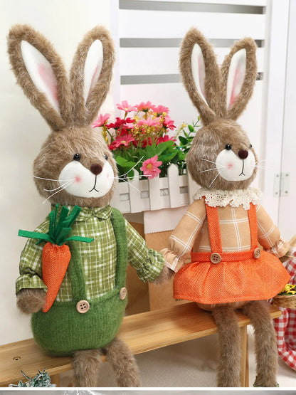 Coelho Páscoa Rústico Conjunto de 2 decoração páscoa estátuas coelho 59cm decoração