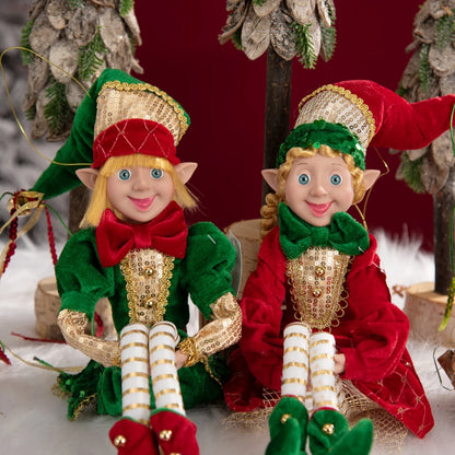 Elfos de Natal, conjunto de 2 bonecos de Elfo Vermelho e Branco, festa de Natal