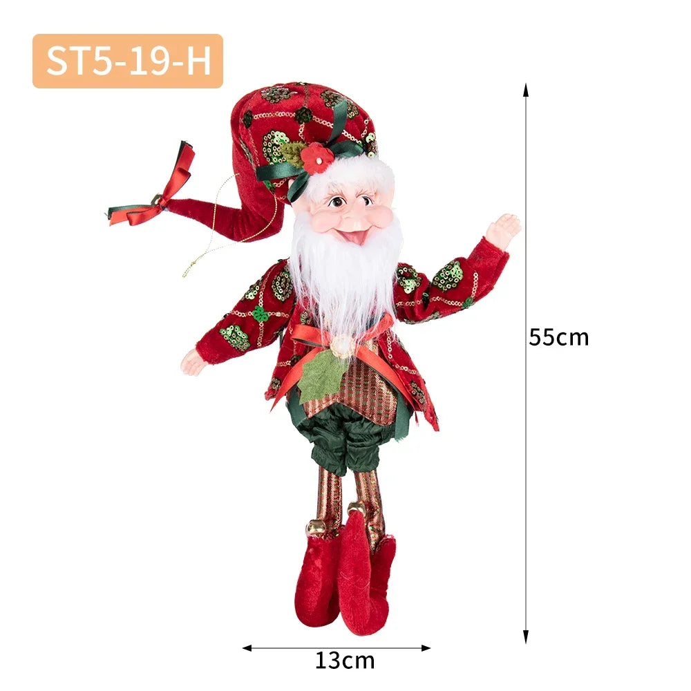 Enfeite Elfo Verde e Vermelho 45cm e 55cm Merita, Personagens Natalinos para Decoração
